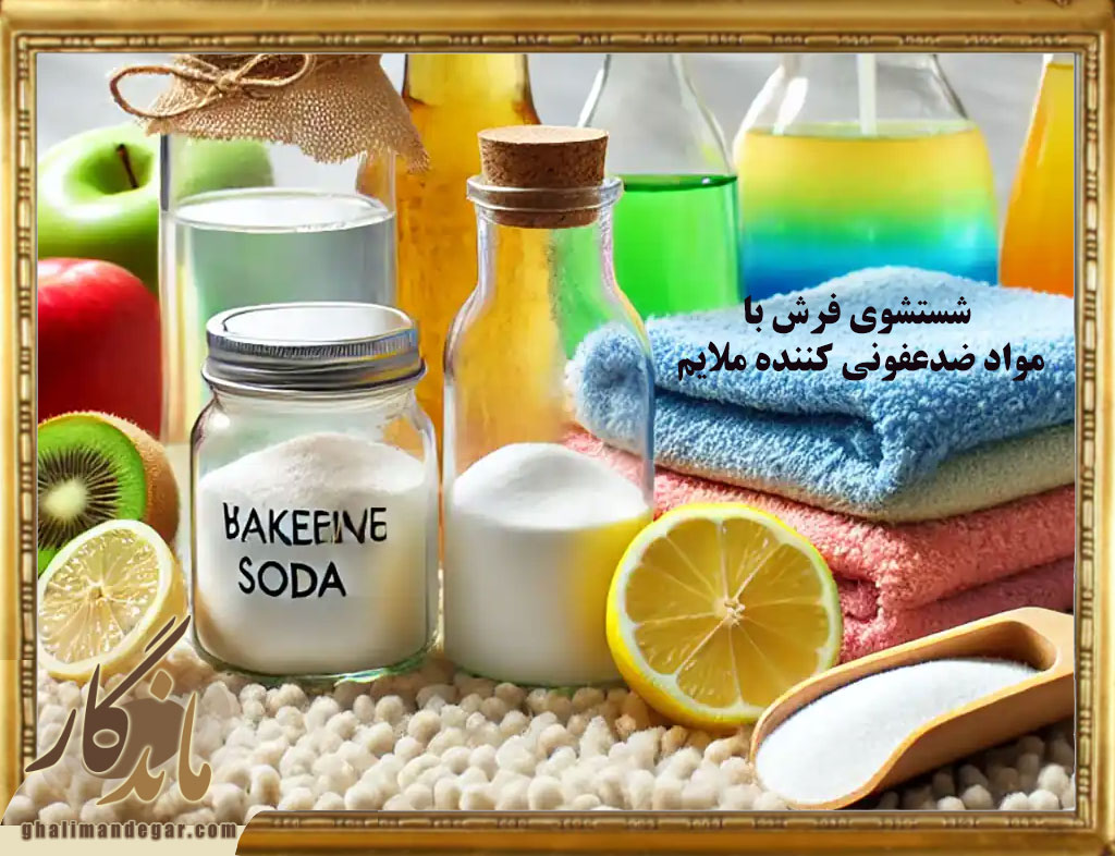 شستشوی فرش با مواد ضدعفونی کننده ملایم